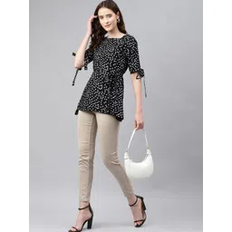 aayusika Polka Dots Waist Tie-Ups Longline Top-picture-20