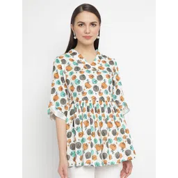 aayusika Printed Roll-Up Sleeves A-line Top-picture-10