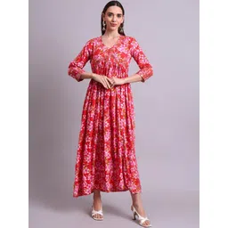 aayusika Printed V Neck Ethnic Dresses-picture-38