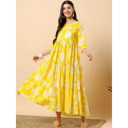 aayusika Women Printed & Hand Embroidery Round Neck Fit & Flared Ethnic Dress-picture-39