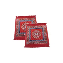 AAZEEM 2Pcs Blue & Red Ethnic Motifs Velvet Floor Mat-picture-33