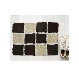 AAZEEM Beige & Black Cotton Anti Skid Rectangle Doormat-picture-22