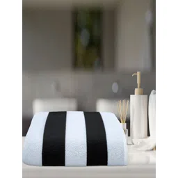 AAZEEM Black & White Striped Terry Cotton 150 GSM Bath Towel-picture-31