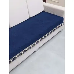 AAZEEM Blue Solid Velvet 1 Piece Sofa Cover image 5