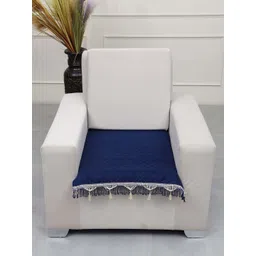 AAZEEM Blue Solid Velvet 1 Piece Sofa Cover image 1