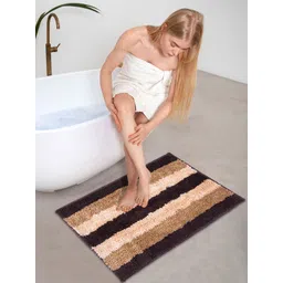 AAZEEM Brown & Beige Set Of 2 Super Soft Microfiber 180 GSM Anti-Skid Bath Rugs-picture-15