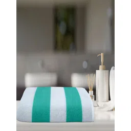 AAZEEM Green & White Striped Terry Cotton 150 GSM Bath Towel-picture-24