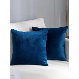 AAZEEM Navy Blue 2 Pieces Velvet Square Cushion Covers-picture-33
