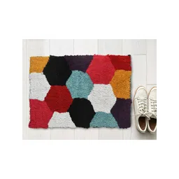 AAZEEM Red & White Cotton Anti Skid Rectangle Doormats-picture-11