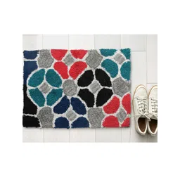 AAZEEM Teal & Grey Cotton Anti Skid Rectangle Doormat-picture-33
