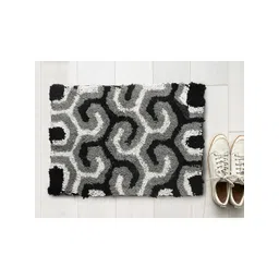AAZEEM Unisex Black & White Cotton Anti Skid Rectangle Doormat image 1