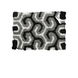 AAZEEM Unisex Black & White Cotton Anti Skid Rectangle Doormat image 2