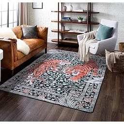 AAZEEM Washable Non-Slip Carpet for Living Room Bedroom Bohemian Low-Pile Printed Indoor Accent Stain Resistant Non-shed Carpet for Home Office Décor |Green Color|36 X 54 Inch|-picture-10