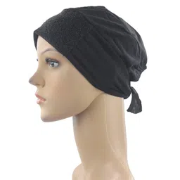 abad enterprises Women's Poly Cotton Cap (HIJAB-CAP001_Black_Free Size) image 3