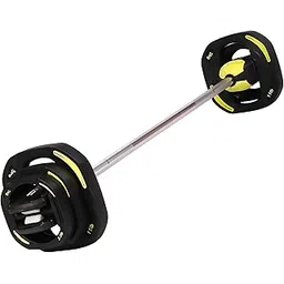 ABB INITIO GYM (A De Jure Fitness Brand) Adjustable Barbell, Including 3 Pairs of Multi-Grip Rubber Weight Plates for Men and Women, 20kg (Black & Yellow)-picture-15