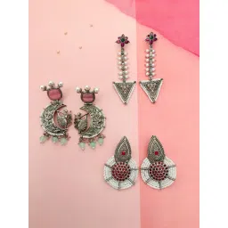 Abdesigns Enchanting German Silver Plated 3 Earrings Combo-picture-25