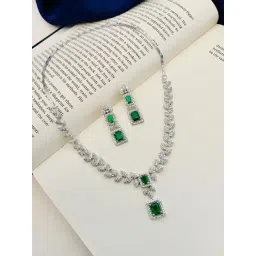 Abdesigns Enchanting Silver Plated American Diamond Necklace-picture-17