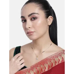 Abdesigns Gold-Plated American Diamond & Black Beaded Mangalsutra-picture-38