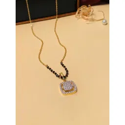 Abdesigns Gold-Plated American Diamond & Black Beaded Mangalsutra-picture-17