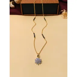 Abdesigns Gold-Plated American Diamond & Black Beaded Mangalsutra-picture-16