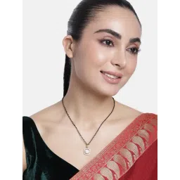 Abdesigns Gold-Plated American Diamond & Black Beaded Mangalsutra-picture-19