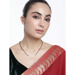 Abdesigns Gold-Plated American Diamond & Black Beaded Mangalsutra-picture-30