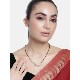 Abdesigns Gold-Plated American Diamond & Black Beaded Mangalsutra-picture-34