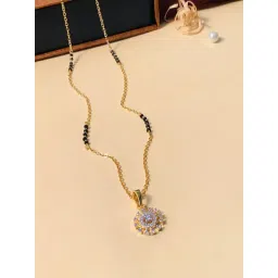 Abdesigns Gold-Plated American Diamond & Black Beaded Mangalsutra-picture-35