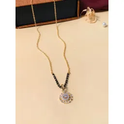 Abdesigns Gold-Plated American Diamond & Black Beaded Mangalsutra-picture-31