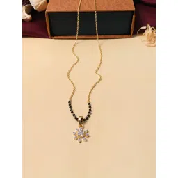 Abdesigns Gold-Plated American Diamond & Black Beaded Mangalsutra-picture-41