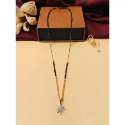 Abdesigns Gold-Plated American Diamond & Black Beaded Mangalsutra-picture-15