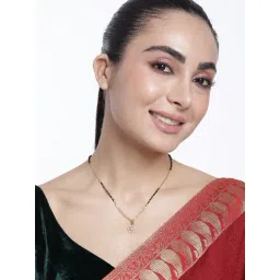 Abdesigns Gold-Plated American Diamond & Black Beaded Mangalsutra-picture-27