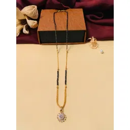 Abdesigns Gold-Plated American Diamond & Black Beaded Mangalsutra-picture-32