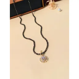 Abdesigns Gold-Plated American Diamond & Black Beaded Mangalsutra-picture-18