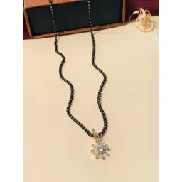 Abdesigns Gold-Plated American Diamond & Black Beaded Mangalsutra-picture-40