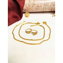 ABDESIGNS Gold-Plated Anklets With Toe Rings Combo-picture-11
