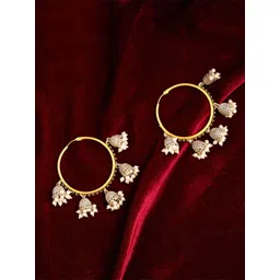 ABDESIGNS Gold-Plated Artificial Beads Circular Hoop Earrings-picture-35