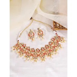 Abdesigns Gold Plated Kundan Polki Necklace With Earrings-picture-16