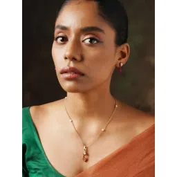 Abdesigns Gold-Tone Plated American Diamond Minimal Pendant & Earring Set-picture-13