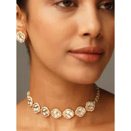 Abdesigns Gold-Tone Plated Kundan Necklace & Earring Set-picture-13