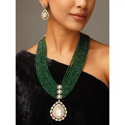 Abdesigns Gold-Tone Plated Polki American Diamond Necklace & Earring Set-picture-25