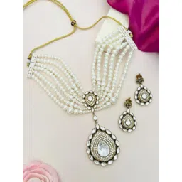 Abdesigns Gold-Tone Plated Polki Choker Necklace & Earring Set-picture-17