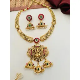 Abdesigns Gold-Tone Plated Statement Necklace & Earring Set-picture-24