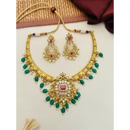 Abdesigns Gold-Tone Plated Statement Necklace & Earring Set-picture-10