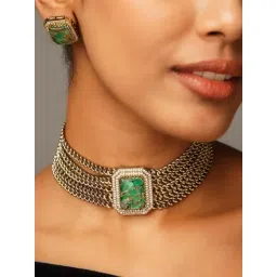 Abdesigns Gold-Tone Plated Statement Necklace & Earring Set-picture-27