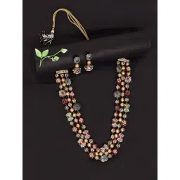 Abdesigns Ruby Red Jaipuri Beads Stone Mala With Pair Of Earrings-picture-22