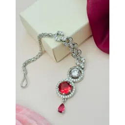 Abdesigns Silver American Diamond Studded Maang Tikka Headpiece-picture-31