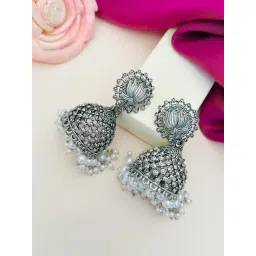 Abdesigns Silver Elegant Minimal Dangler Jhumkas Earrings image 4