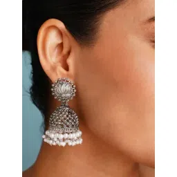 Abdesigns Silver Elegant Minimal Dangler Jhumkas Earrings image 1