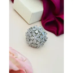 Abdesigns Silver Exquisite American Diamond Cocktail Rings-picture-37